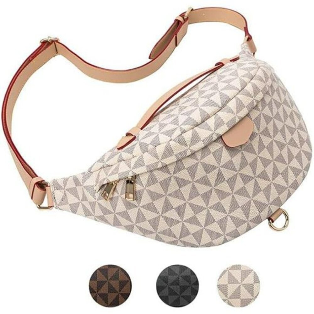 Faux Leather Fanny Pack Women Crossbody Chest Bag Travel Sling Belt Purse